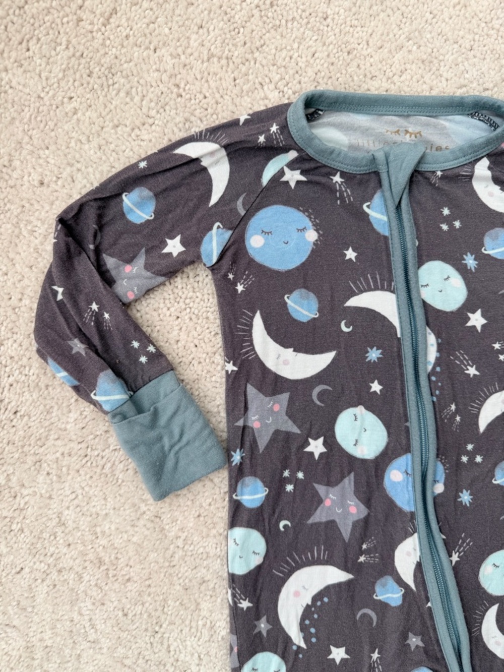 Little Sleepies Gray Moon & Blue Planet Footie - Picture 2 of 12